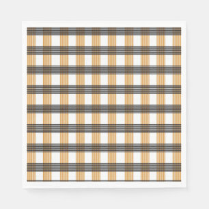 Brown Plaid Check Pattern Napkins
