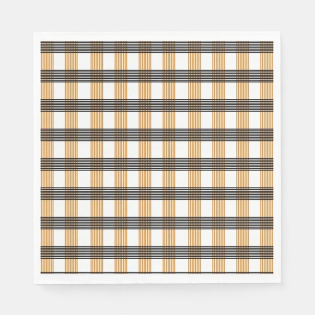 Brown Plaid Check Pattern Napkins (Front)