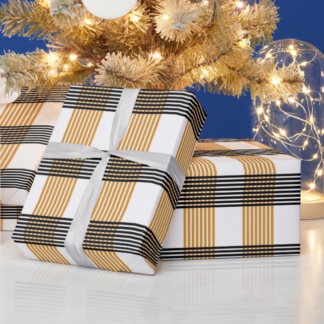 Brown Plaid Check Pattern Wrapping Paper (Holidays)