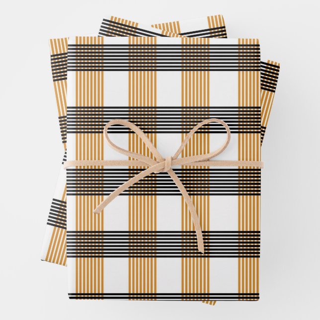 Brown Plaid Check Pattern Wrapping Paper Sheets (In situ)
