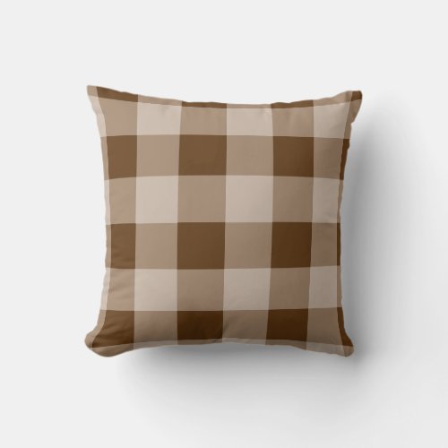 Brown Plaid Checkered Pattern Throw Pillow