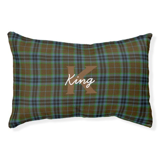 Brown Plaid Custom Monogram Plaid Pet Bed (Front)