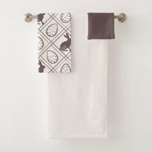 Brown Plaid Easter Bath Towel Set