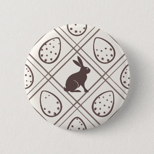 Brown Plaid Easter Button