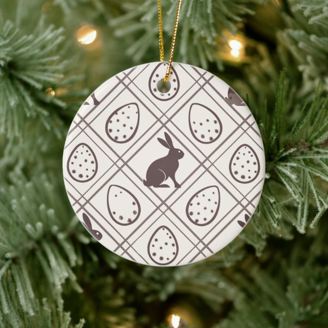 Brown Plaid Easter   Ceramic Ornament (Tree)