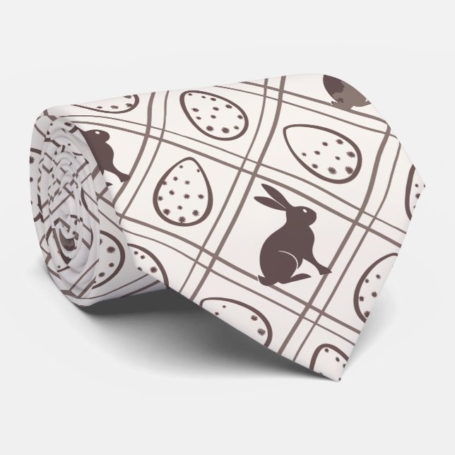 Brown Plaid Easter   Neck Tie (Rolled)