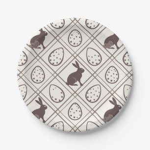 Brown Plaid Easter   Paper Plates