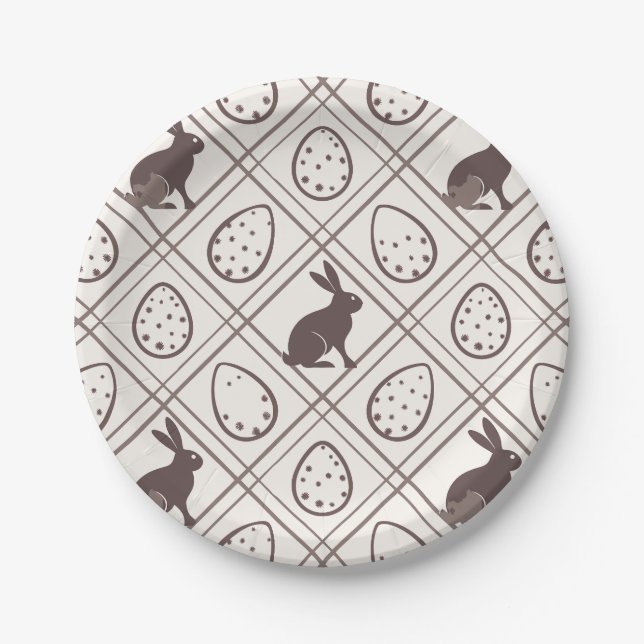 Brown Plaid Easter   Paper Plates (Front)
