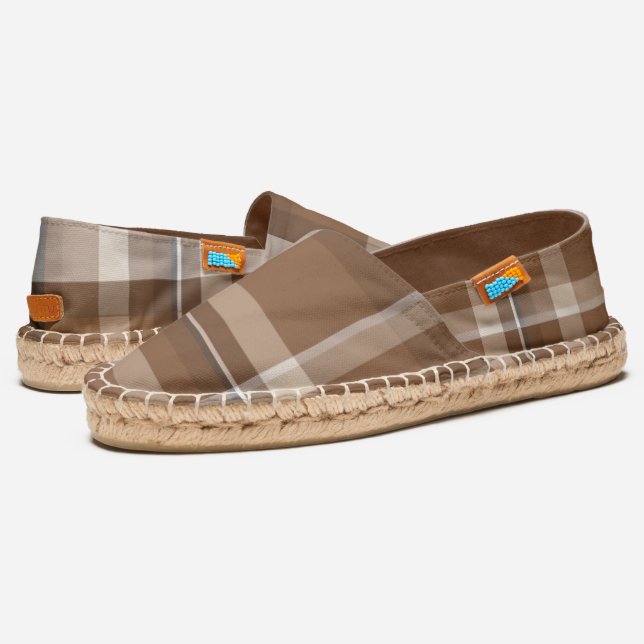 Brown Plaid Espadrilles (Angled)