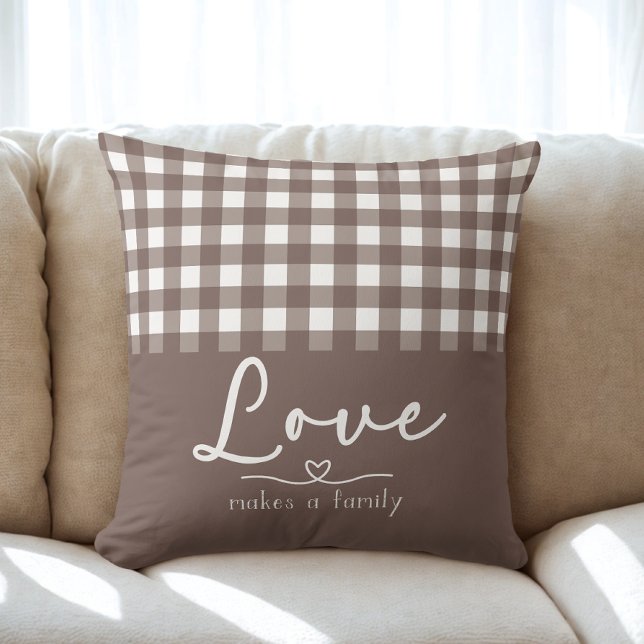 Brown Plaid Farmhouse  Throw Pillow (Creator Uploaded)