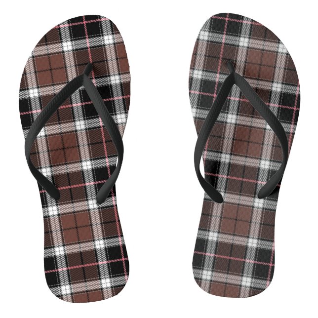Brown Plaid Flip Flops (Footbed)
