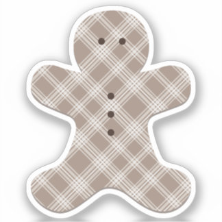 brown plaid gingerbread man sticker