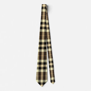 Brown Plaid in Cream and Black Neck Tie