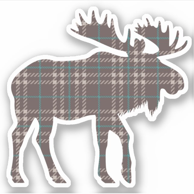 Brown Plaid Moose Sticker (Front)