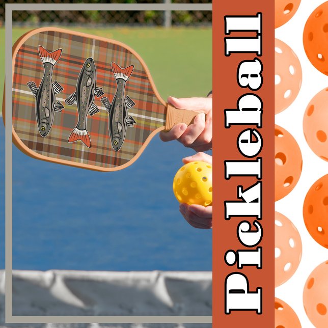 Brown Plaid, Orange, Shades of Gray, Yellow Trout Pickleball Paddle (Brown Plaid, Orange, Shades of Gray, Yellow Trout Pickleball Paddle
)