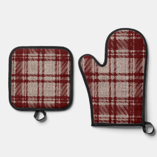 Brown Plaid Oven Mitt & Pot Holder Set
