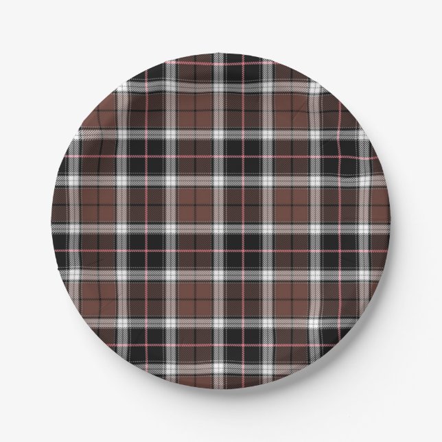 Brown Plaid Paper Plates (Front)