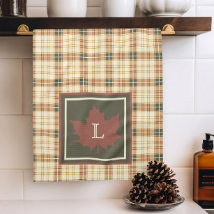 Monogrammed Autumn Plaid Hand Towels