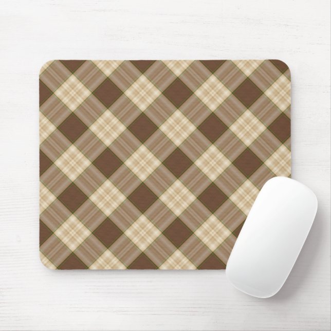 Brown Plaid Pattern Mouse Pad (With Mouse)