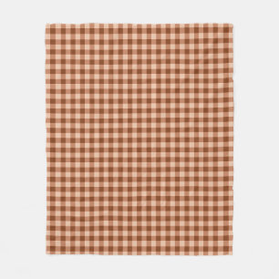 Brown Plaid Pattern Simple Rustic Gingham Fleece Blanket