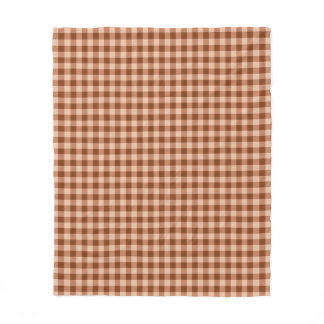 Brown Plaid Pattern Simple Rustic Gingham Fleece Blanket