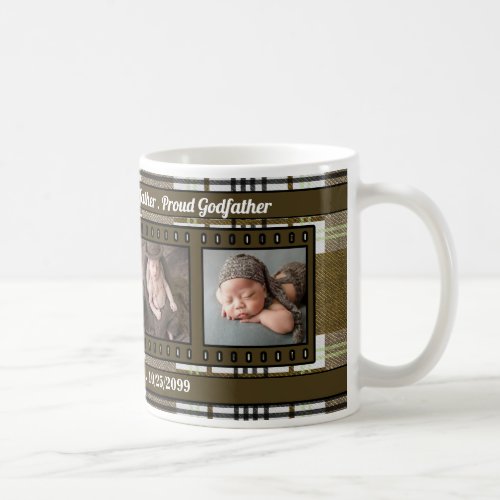 Brown Plaid Proud Godfather 4 Photo Coffee Mug