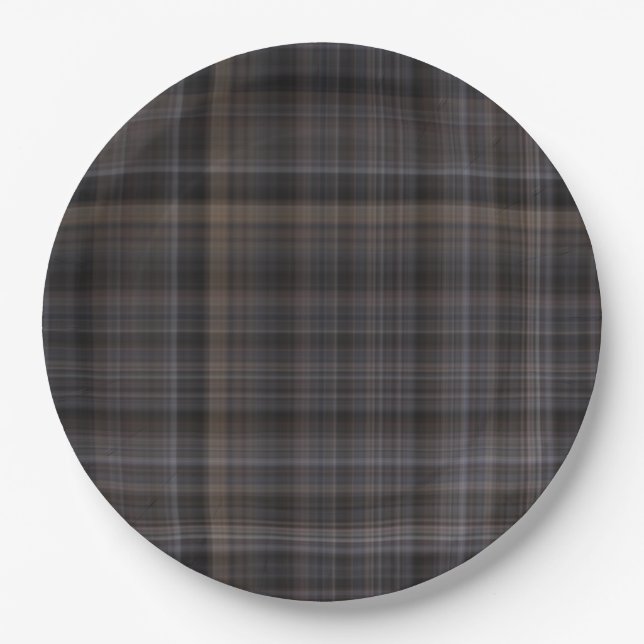 Brown Plaid (soe) Paper Plates (Front)