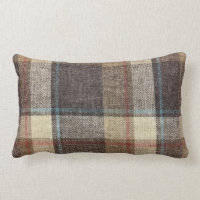 Brown Plaid Throw Lumbar Pillow