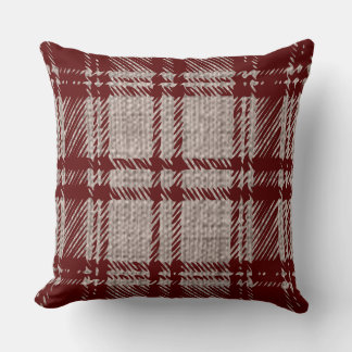 Brown Plaid  Throw Pillow