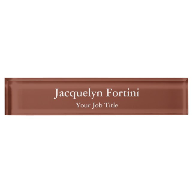 Brown Plain Elegant Modern Minimalist Desk Name Plate (Front)