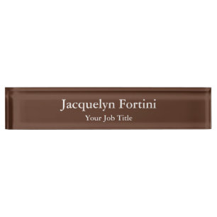 Brown Plain Elegant Modern Minimalist Desk Name Plate