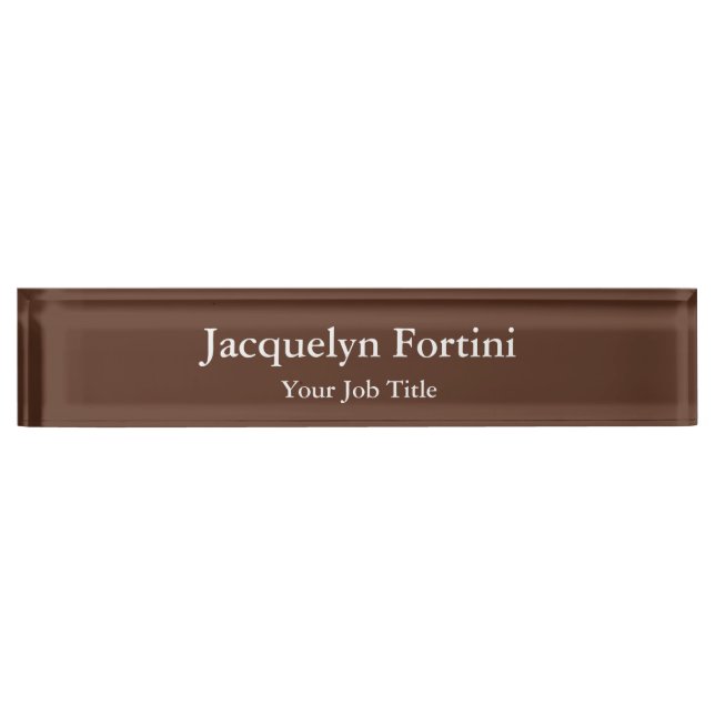 Brown Plain Elegant Modern Minimalist Desk Name Plate (Front)