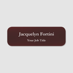 Brown Plain Elegant Modern Minimalist Name Tag