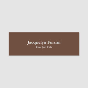 Brown Plain Elegant Modern Minimalist Name Tag