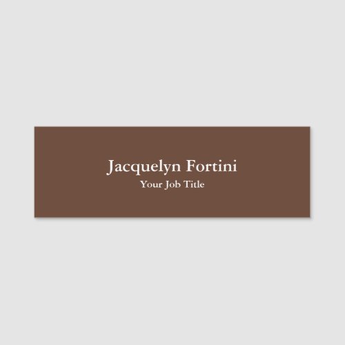 Brown Plain Elegant Modern Minimalist Name Tag