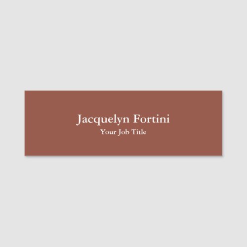 Brown Plain Elegant Modern Minimalist Name Tag