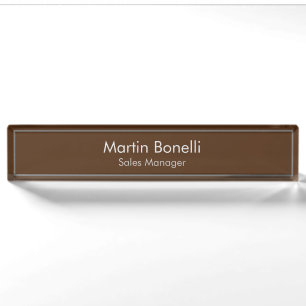 Brown Plain Simple Modern Professional Desk Name Plate