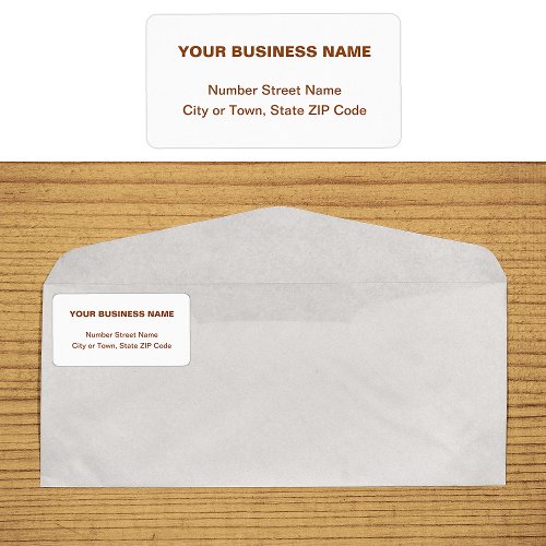 Brown Plain Texts Business Address Label