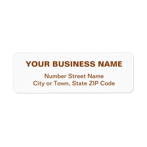 Brown Plain Texts Business Return Address Label