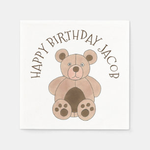 Brown Plush Toy Teddy Bear Stuffed Animal Birthday Napkins