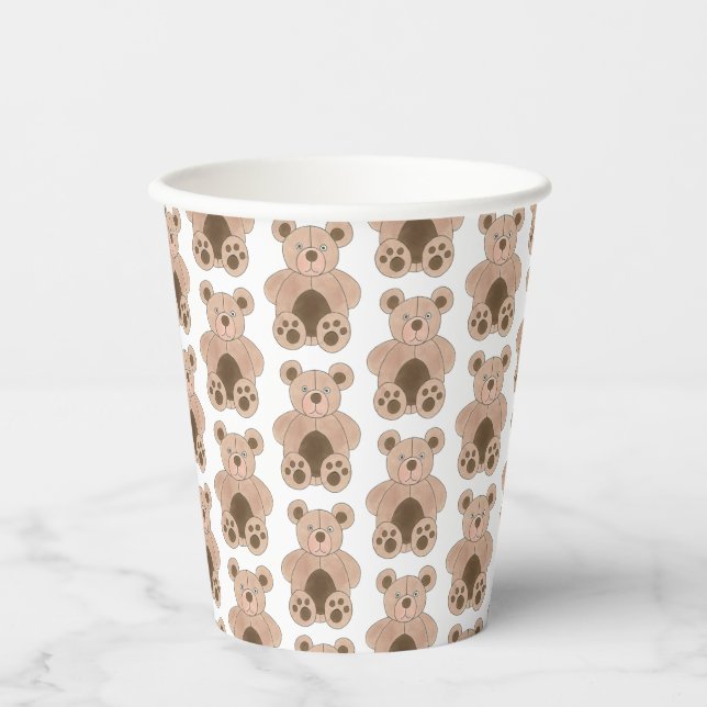 Brown Plush Toy Teddy Bear Stuffed Animal Birthday Paper Cups (Front)
