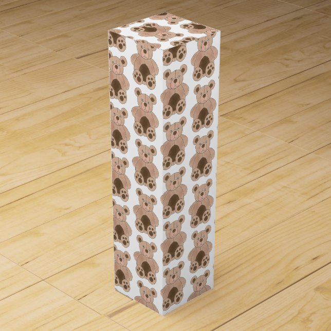 Brown Plush Toy Teddy Bear Stuffed Animal Birthday Wine Box (Front)