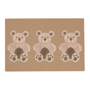 Brown Plush Toy Teddy Bear Stuffed Animal Placemat