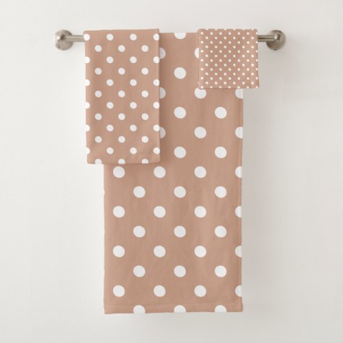 Brown Polka Dot Bath Towel Set