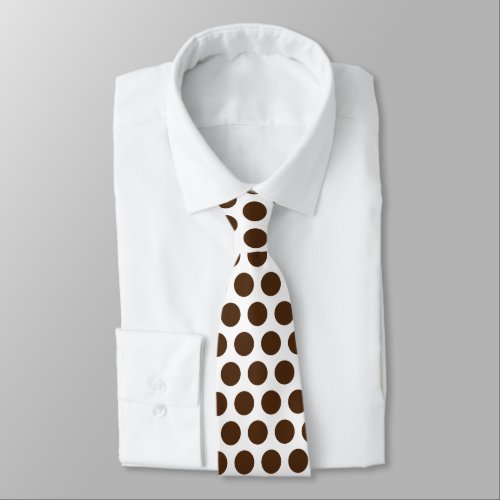 Brown polka dot  pattern neck tie