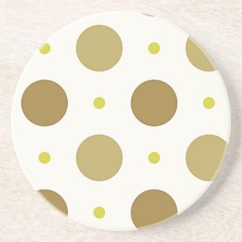 Brown Polka Dot Retro Design Sandstone Coaster by BlackBrookDining at Zazzle