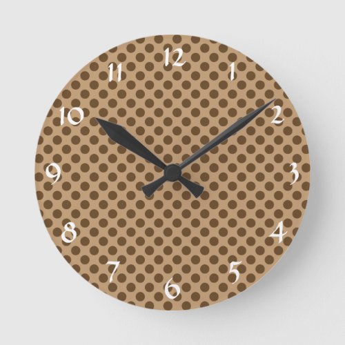 Brown Polka Dot Round Clock