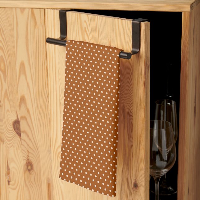 Brown Polka Dots  Kitchen Towel (Thirds Fold)