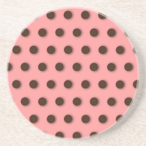 Brown Polka Dots Sandstone Coaster