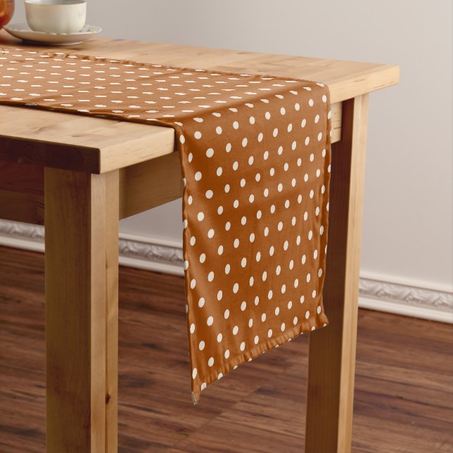 Brown Polka Dots  Short Table Runner (In Situ)